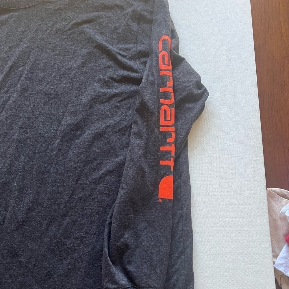 EUC Carhartt Shirt Mens 3XL Gray Heavyweight Long Sleeve Print Cotton Blend (B5) - Picture 2 of 4